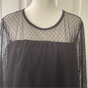 Lane Bryant brand black sheer top and sleeves ruffled shirt, size 18/20 plus